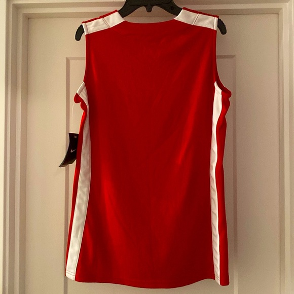 NWT [Nike] Dri-Fit Basketball Performance Sleeveless Jersey Red w/ White - Picture 6 of 11